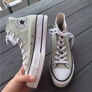 Converse Platform Sneakers in Green and White